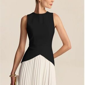 Commense Black and White Asymmetrical Dress